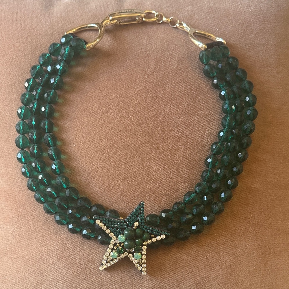 Emerald Beaded Star Necklace